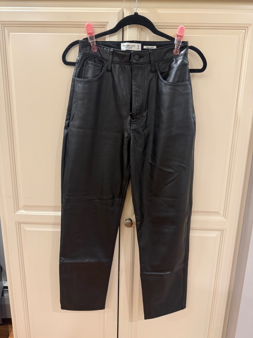 Abercrombie & Fitch Black Straight Faux-Leather Jeans